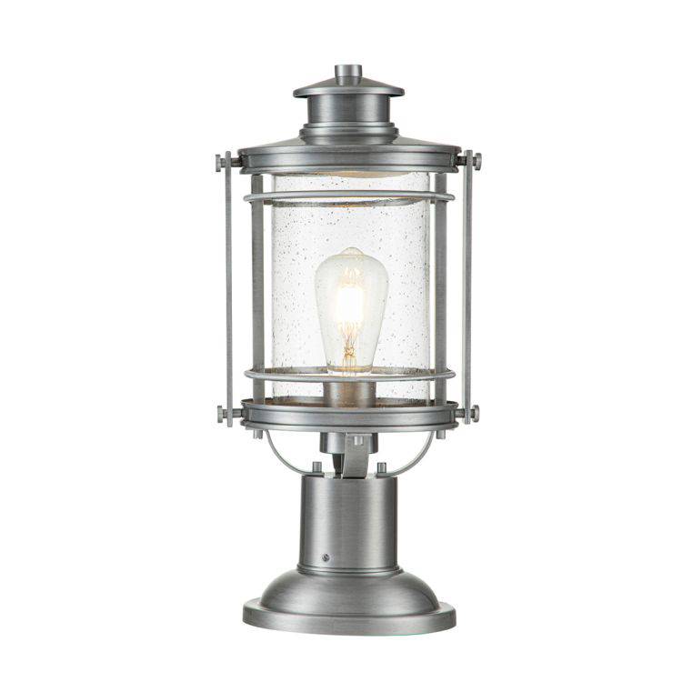 Quintiesse Booker 1Lt Medium Pedestal Lantern  - Industrial Aluminium - Comet Lighting