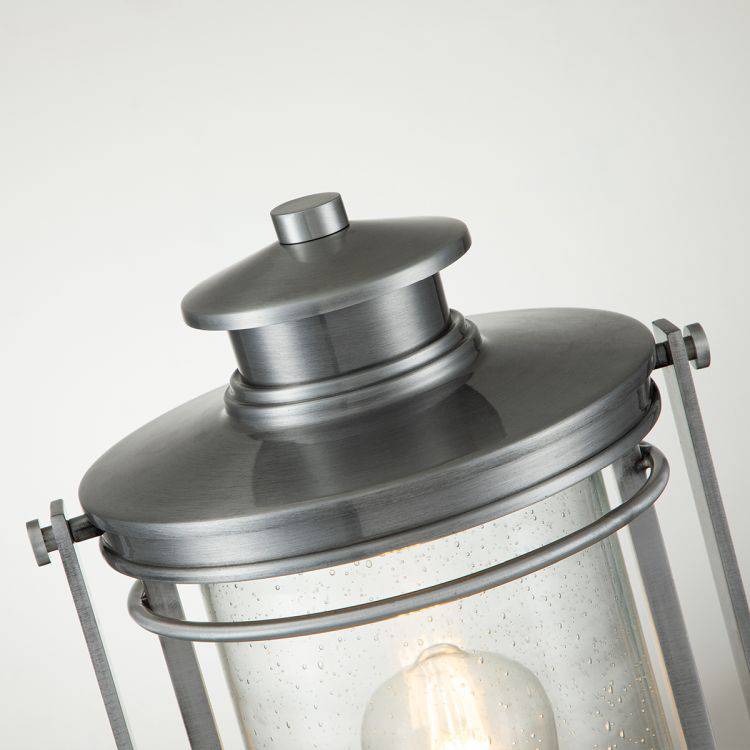 Quintiesse Booker 1Lt Medium Pedestal Lantern  - Industrial Aluminium - Comet Lighting