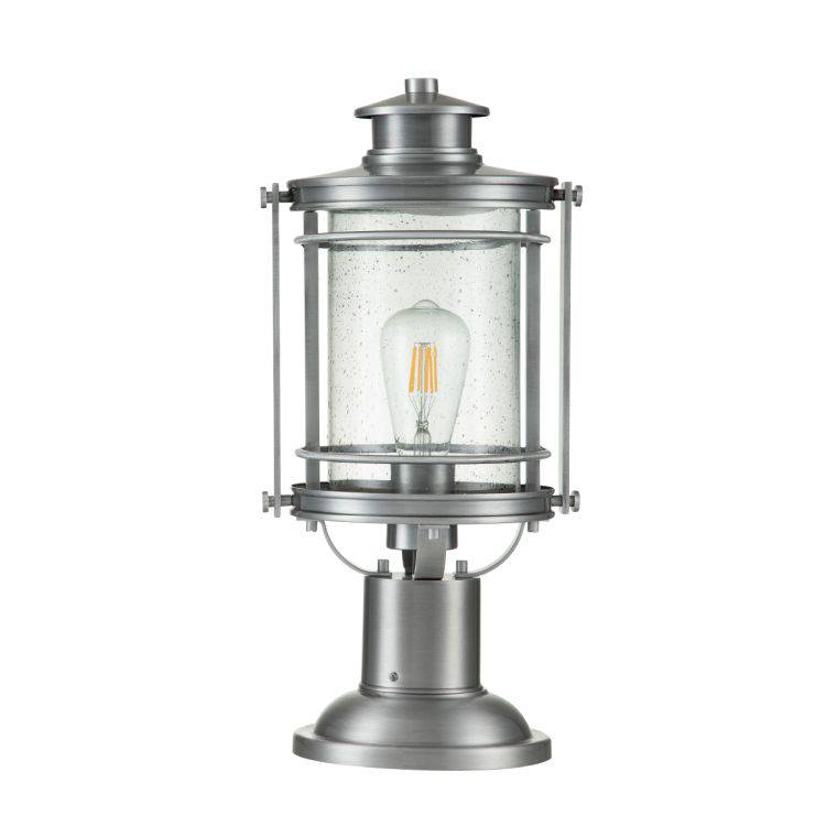 Quintiesse Booker 1Lt Medium Pedestal Lantern  - Industrial Aluminium - Comet Lighting