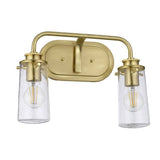 Quintiesse Braelyn 2Lt  Wall Light - Brushed Brass - Comet Lighting