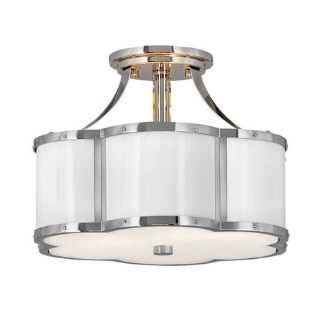 Quintiesse Chance 2Lt Semi-flush Mount - Polished Nickel with Polished White - Comet Lighting