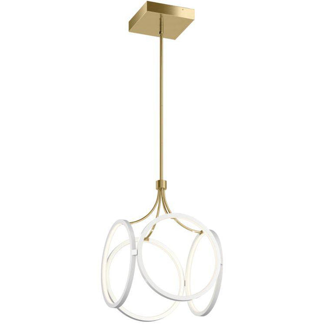 Quintiesse Ciri LED Pendant   - White with Champagne Gold - Comet Lighting