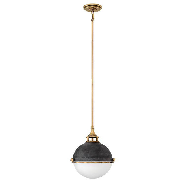 Quintiesse Fletcher 2Lt Pendant - Aged Zinc with Heritage Brass - Comet Lighting