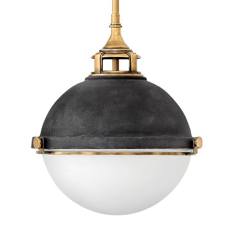 Quintiesse Fletcher 2Lt Pendant - Aged Zinc with Heritage Brass - Comet Lighting