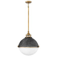 Quintiesse Fletcher 3Lt  Pendant - Aged Zinc with Heritage Brass - Comet Lighting