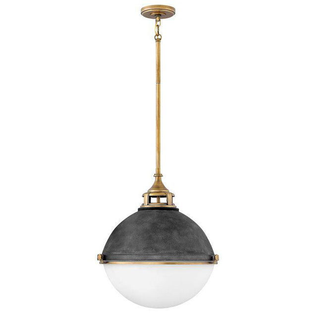 Quintiesse Fletcher 3Lt  Pendant - Aged Zinc with Heritage Brass - Comet Lighting