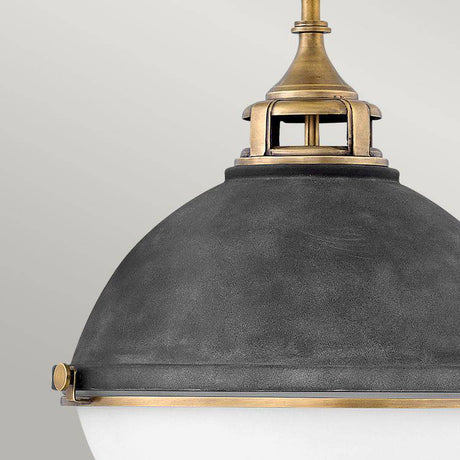 Quintiesse Fletcher 3Lt  Pendant - Aged Zinc with Heritage Brass - Comet Lighting