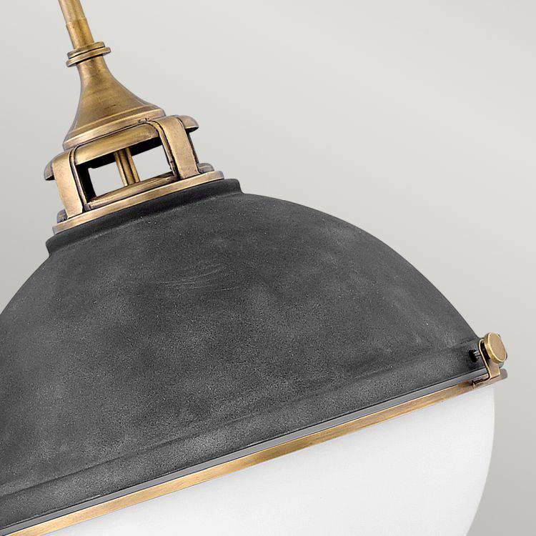 Quintiesse Fletcher 3Lt  Pendant - Aged Zinc with Heritage Brass - Comet Lighting