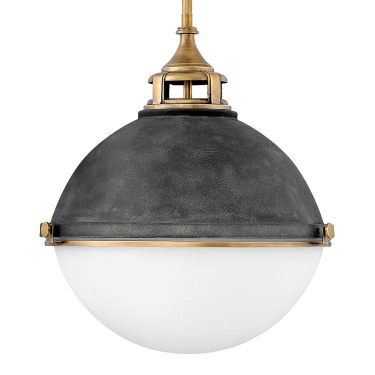 Quintiesse Fletcher 3Lt  Pendant - Aged Zinc with Heritage Brass - Comet Lighting