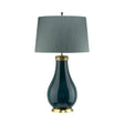 Quintiesse Havering 1Lt  Table Lamp - Azure-Turquoise with Aged Brass - Comet Lighting