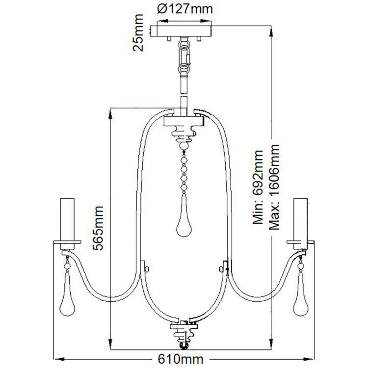 Quintiesse Karlee 5Lt  Chandelier - Classic Pewter - Comet Lighting