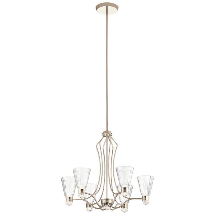 Quintiesse Kayva LED 13Lt 6 Arm Chandelier - Polished Nickel - Comet Lighting