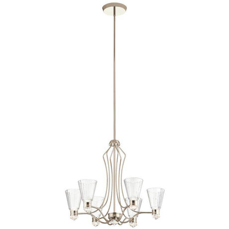 Quintiesse Kayva LED 13Lt 6 Arm Chandelier  - Polished Nickel - Comet Lighting