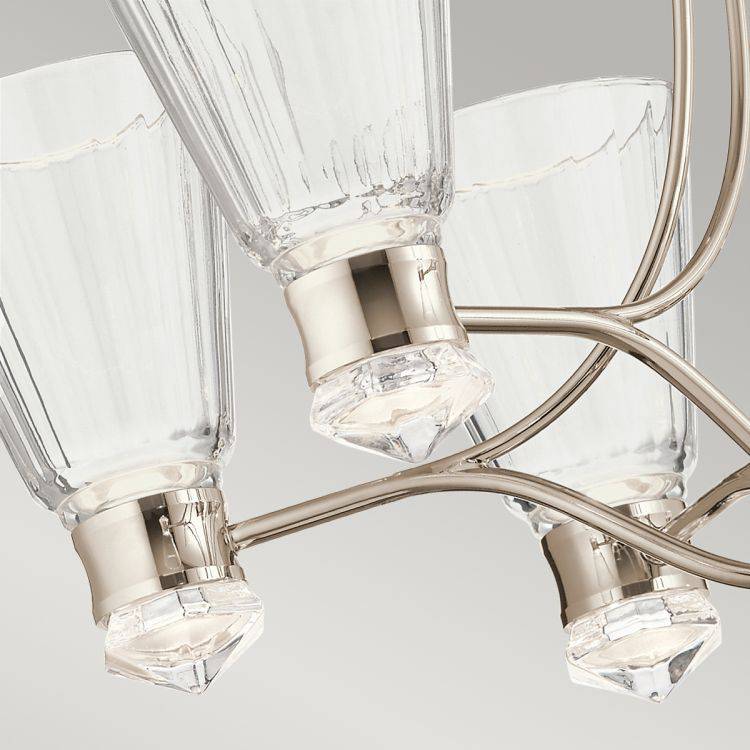 Quintiesse Kayva LED 13Lt 6 Arm Chandelier - Polished Nickel - Comet Lighting