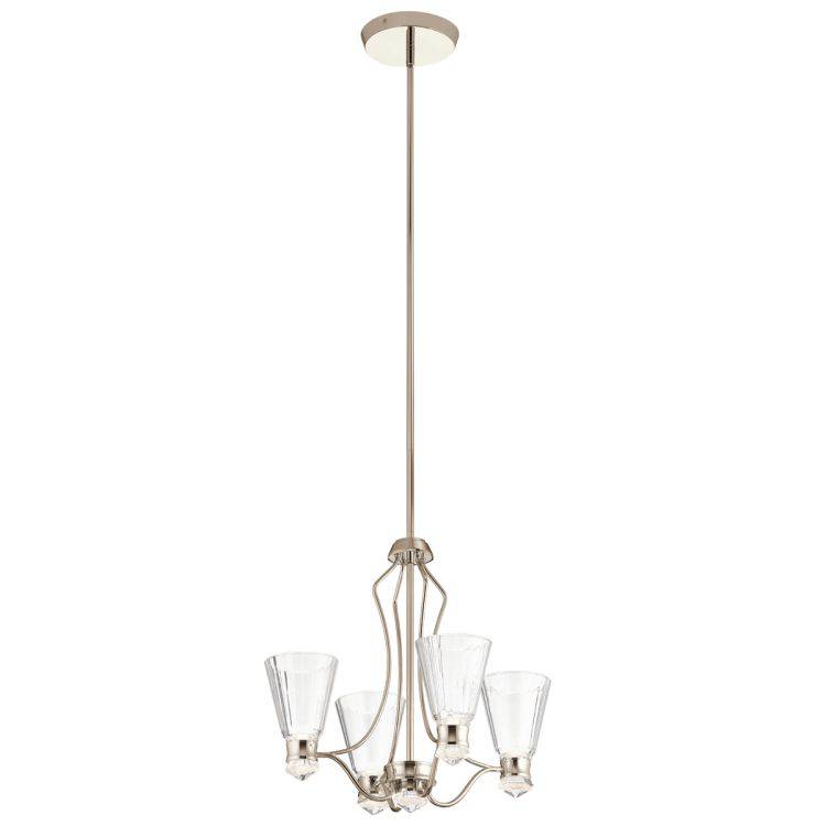 Quintiesse Kayva LED 9Lt 4 Arm Chandelier  - Polished Nickel - Comet Lighting