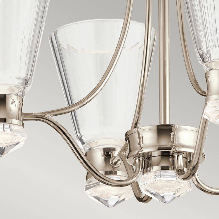 Quintiesse Kayva LED 9Lt 4 Arm Chandelier  - Polished Nickel - Comet Lighting