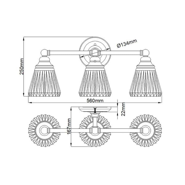 Quintiesse Keynes 3Lt  Wall Light - Polished Chrome - Comet Lighting