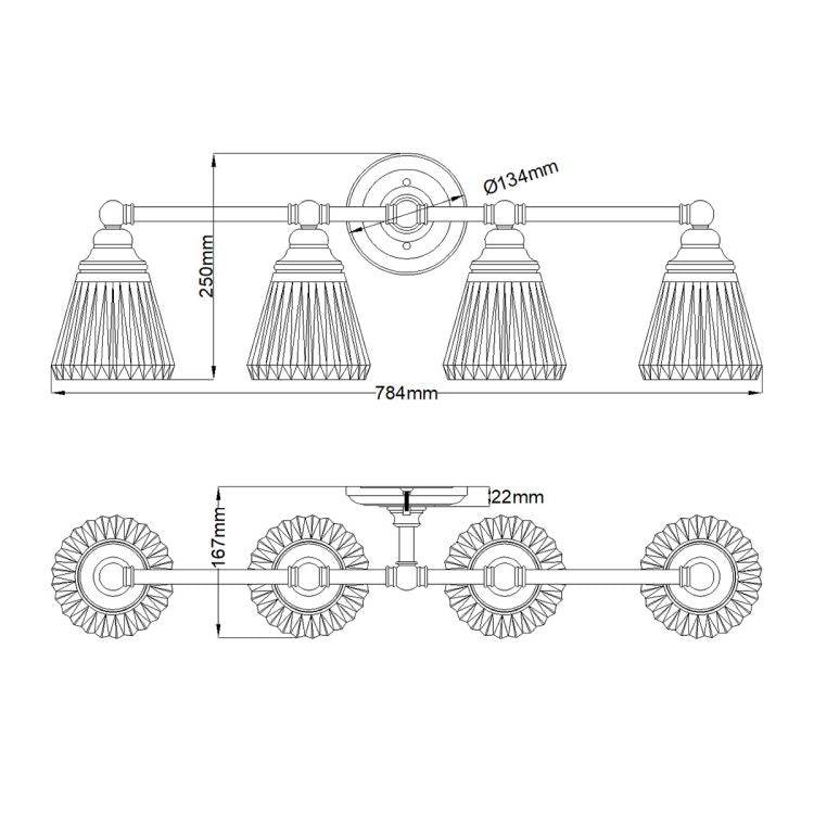 Quintiesse Keynes 4Lt  Wall Light - Polished Chrome - Comet Lighting