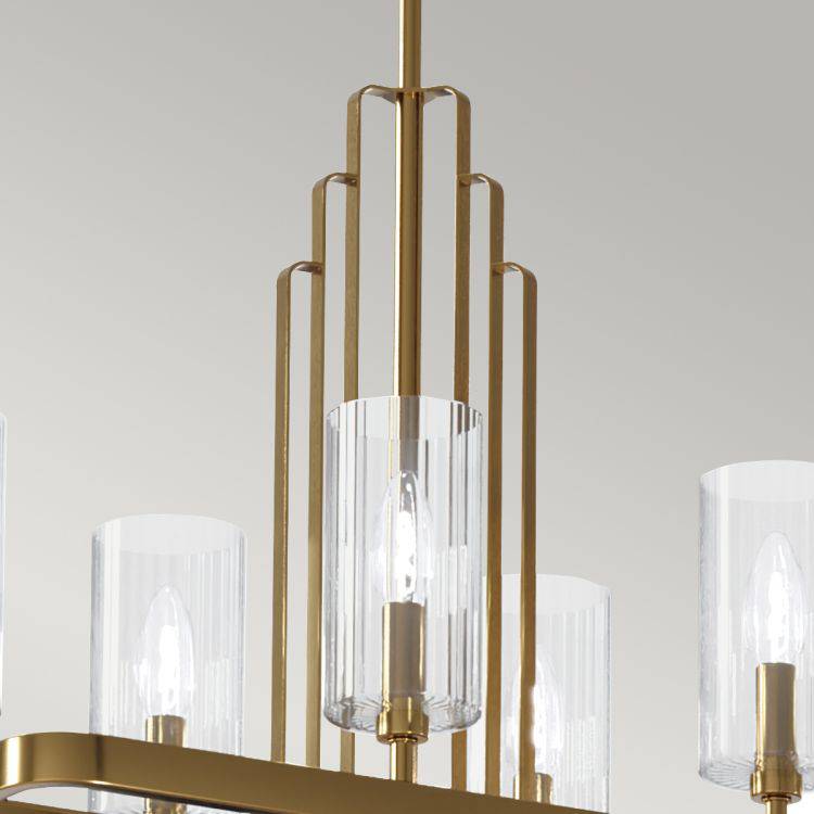 Quintiesse Kimrose 10lt Linear Chandelier  - Brushed Natural Brass - Comet Lighting