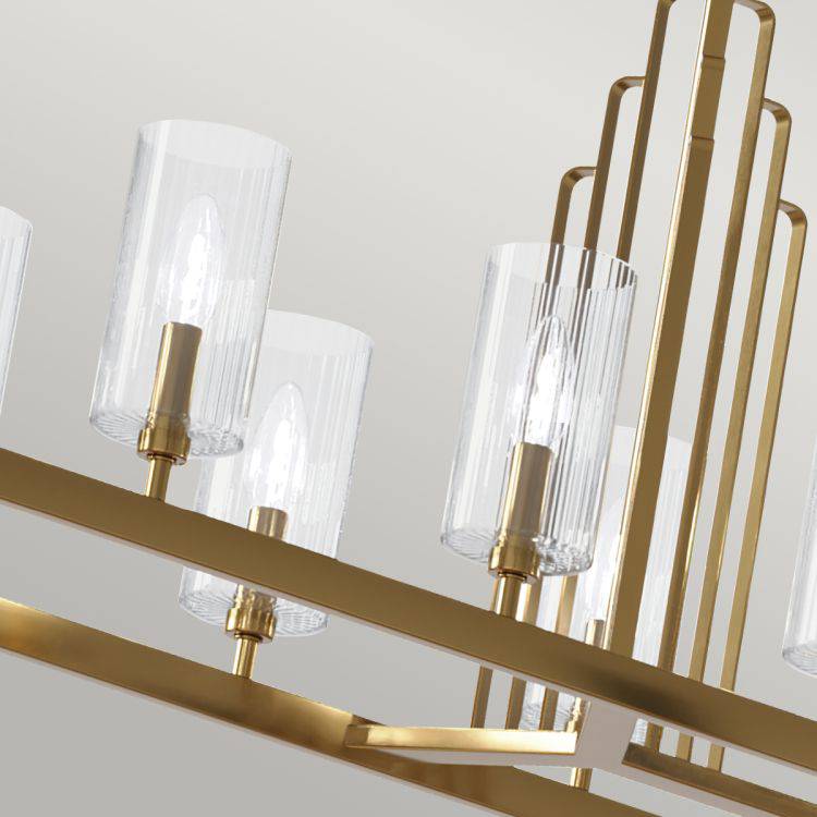 Quintiesse Kimrose 10lt Linear Chandelier  - Brushed Natural Brass - Comet Lighting