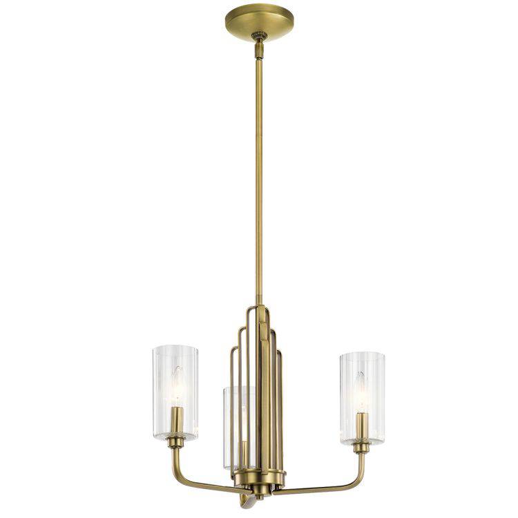 Quintiesse Kimrose 3Lt Chandelier - Brushed Natural Brass - Comet Lighting