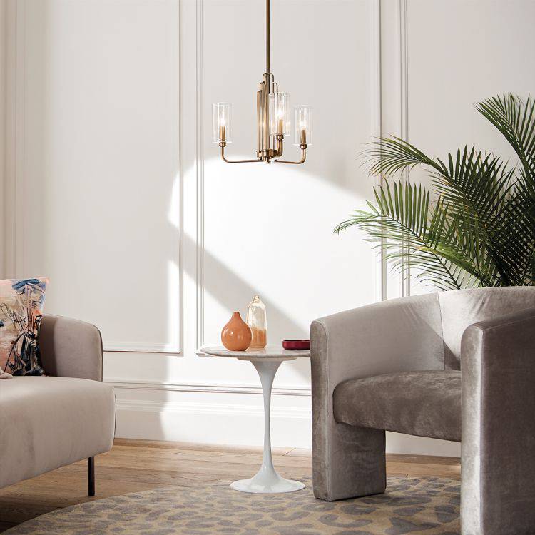 Quintiesse Kimrose 3Lt Chandelier - Brushed Natural Brass - Comet Lighting