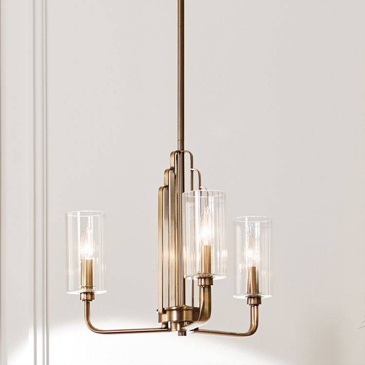 Quintiesse Kimrose 3Lt Chandelier   - Brushed Natural Brass - Comet Lighting