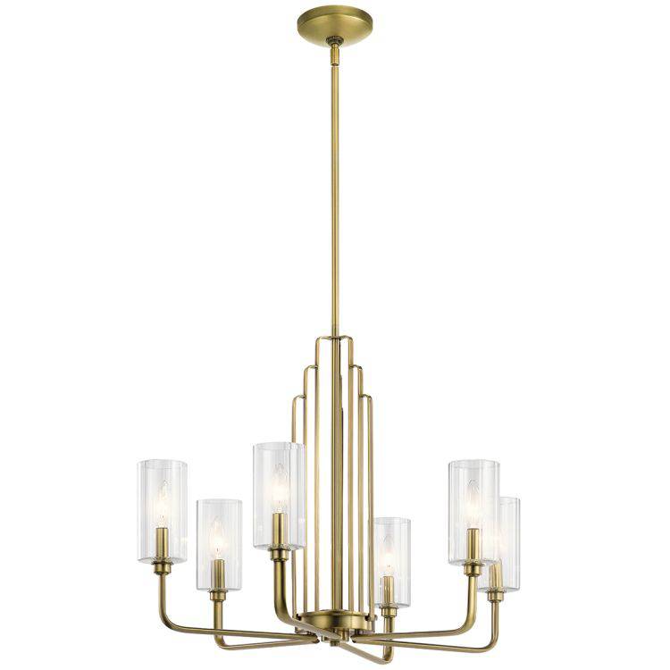 Quintiesse Kimrose 6Lt Chandelier - Brushed Natural Brass - Comet Lighting