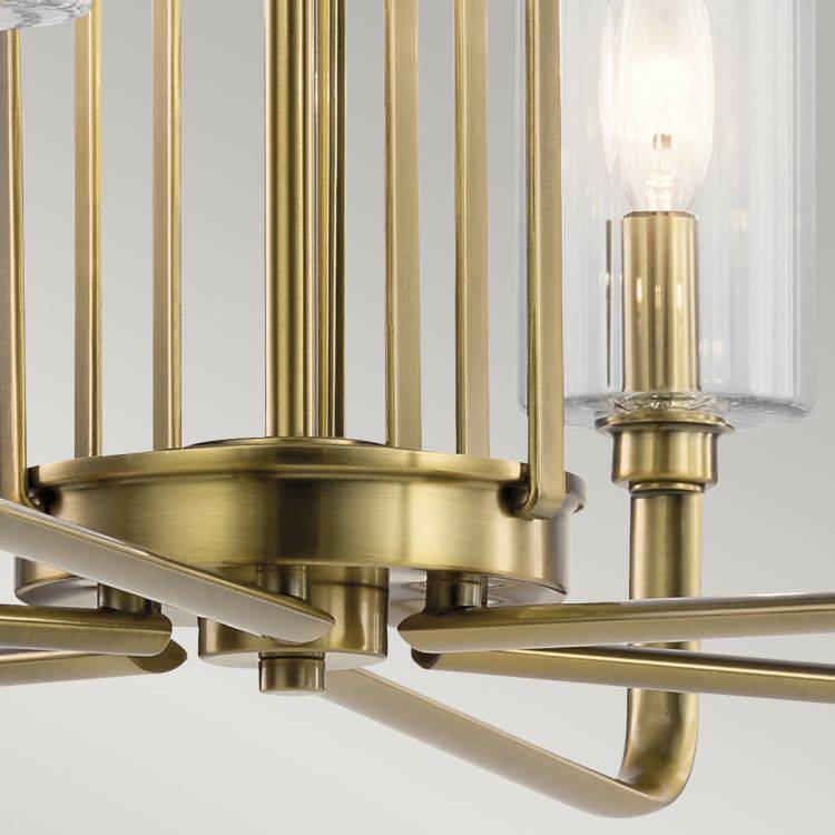 Quintiesse Kimrose 6Lt Chandelier - Brushed Natural Brass - Comet Lighting