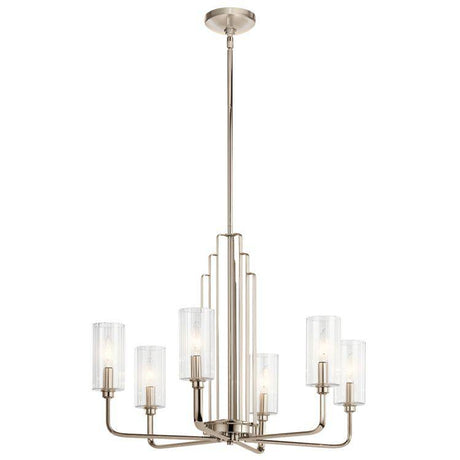 Quintiesse Kimrose 6Lt Chandelier   - Polished Nickel - Comet Lighting