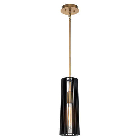 Quintiesse Linara 1Lt Pendant  - Black & Natural Brass - Comet Lighting