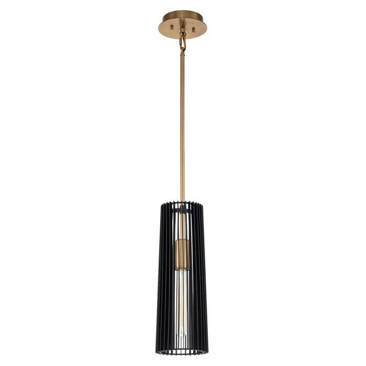 Quintiesse Linara 1Lt Pendant  - Black & Natural Brass - Comet Lighting