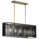 Quintiesse Linara 5Lt Linear Chandelier - Black & Natural Brass - Comet Lighting