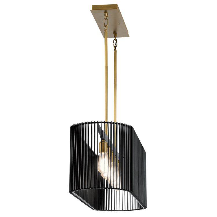 Quintiesse Linara 5Lt Linear Chandelier - Black & Natural Brass - Comet Lighting