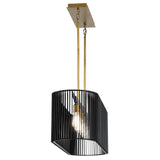 Quintiesse Linara 5Lt Linear Chandelier - Black & Natural Brass - Comet Lighting