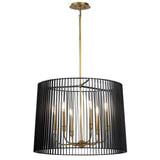 Quintiesse Linara 6Lt Chandelier/Pendant - Black & Natural Brass - Comet Lighting