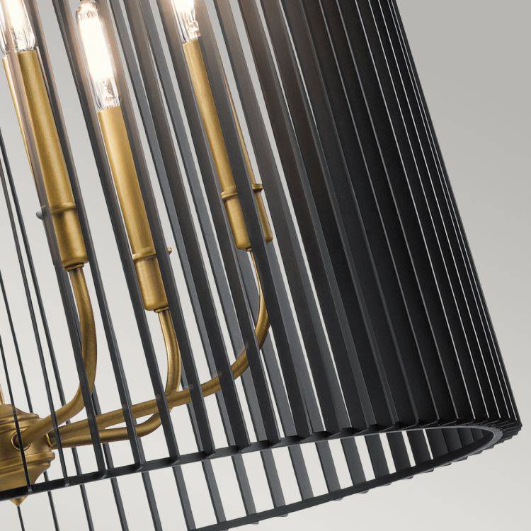 Quintiesse Linara 6Lt Chandelier/Pendant - Black & Natural Brass - Comet Lighting