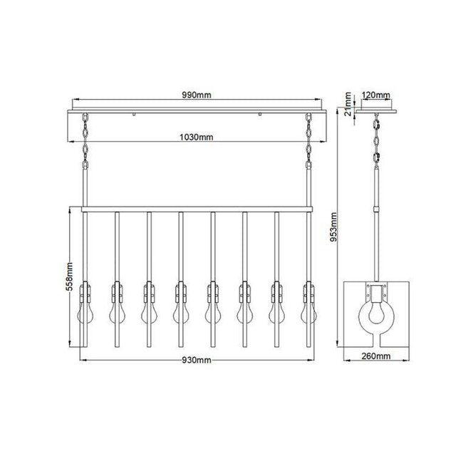 Quintiesse Ludlow 8Lt  Pendant - Polished Nickel - Comet Lighting