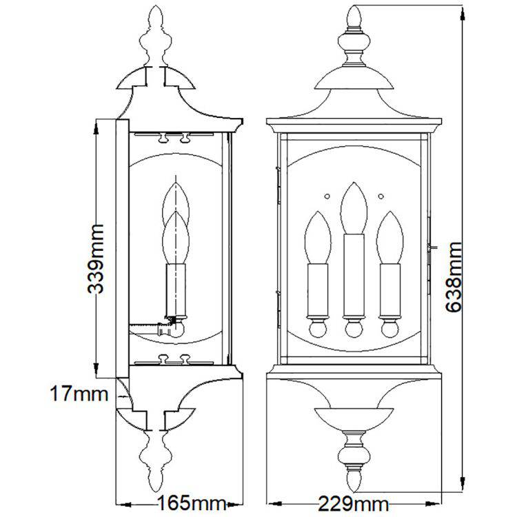 Quintiesse Market Square 3Lt  Outdoor Wall Light - Oil Rubbed Bronze - Comet Lighting