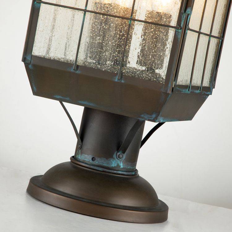 Quintiesse Nantucket 3Lt Large Pedestal Lantern - Aged Brass - Comet Lighting