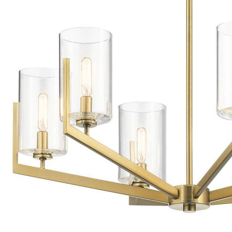 Quintiesse Nye 6Lt Chandelier   - Brushed Natural Brass - Comet Lighting