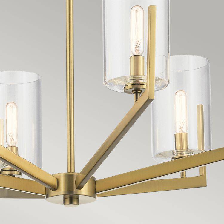 Quintiesse Nye 6Lt Chandelier   - Brushed Natural Brass - Comet Lighting