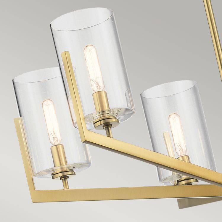 Quintiesse Nye 6Lt Chandelier   - Brushed Natural Brass - Comet Lighting