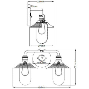 Quintiesse Rigby 2Lt Wall Light - Antique Nickel - Comet Lighting