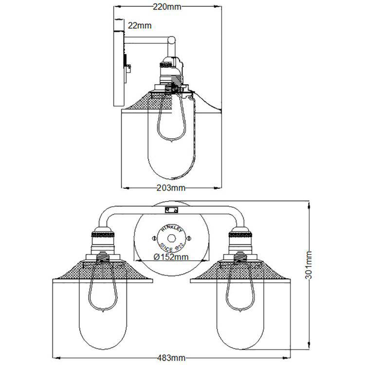 Quintiesse Rigby 2Lt  Wall Light - Antique Nickel - Comet Lighting