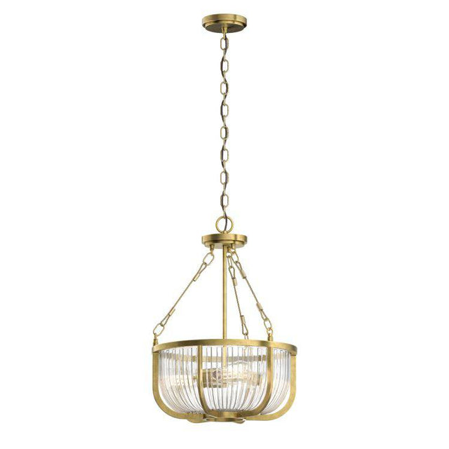 Quintiesse Roux 3Lt Pendant/ Semi-Flush - Natural Brass - Comet Lighting