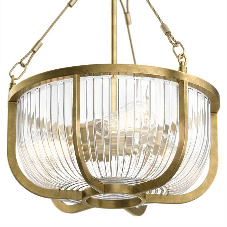 Quintiesse Roux 3Lt Pendant/ Semi-Flush - Natural Brass - Comet Lighting