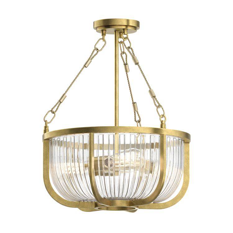 Quintiesse Roux 3Lt Pendant/ Semi-Flush - Natural Brass - Comet Lighting