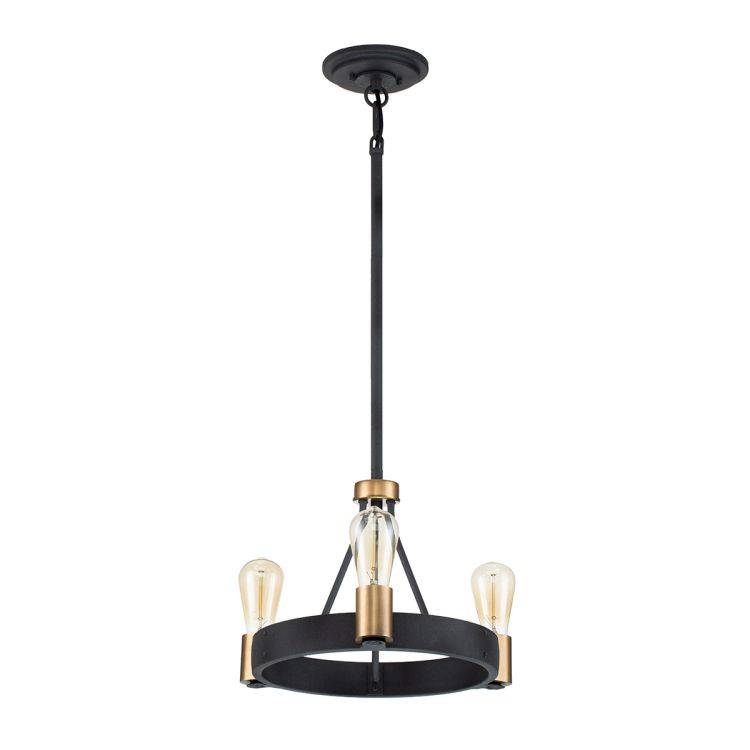 Quintiesse Silas  3Lt Pendant/ Semi-Flush - Aged Zinc & Heritage Brass - Comet Lighting