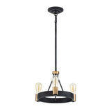 Quintiesse Silas  3Lt Pendant/ Semi-Flush - Aged Zinc & Heritage Brass - Comet Lighting